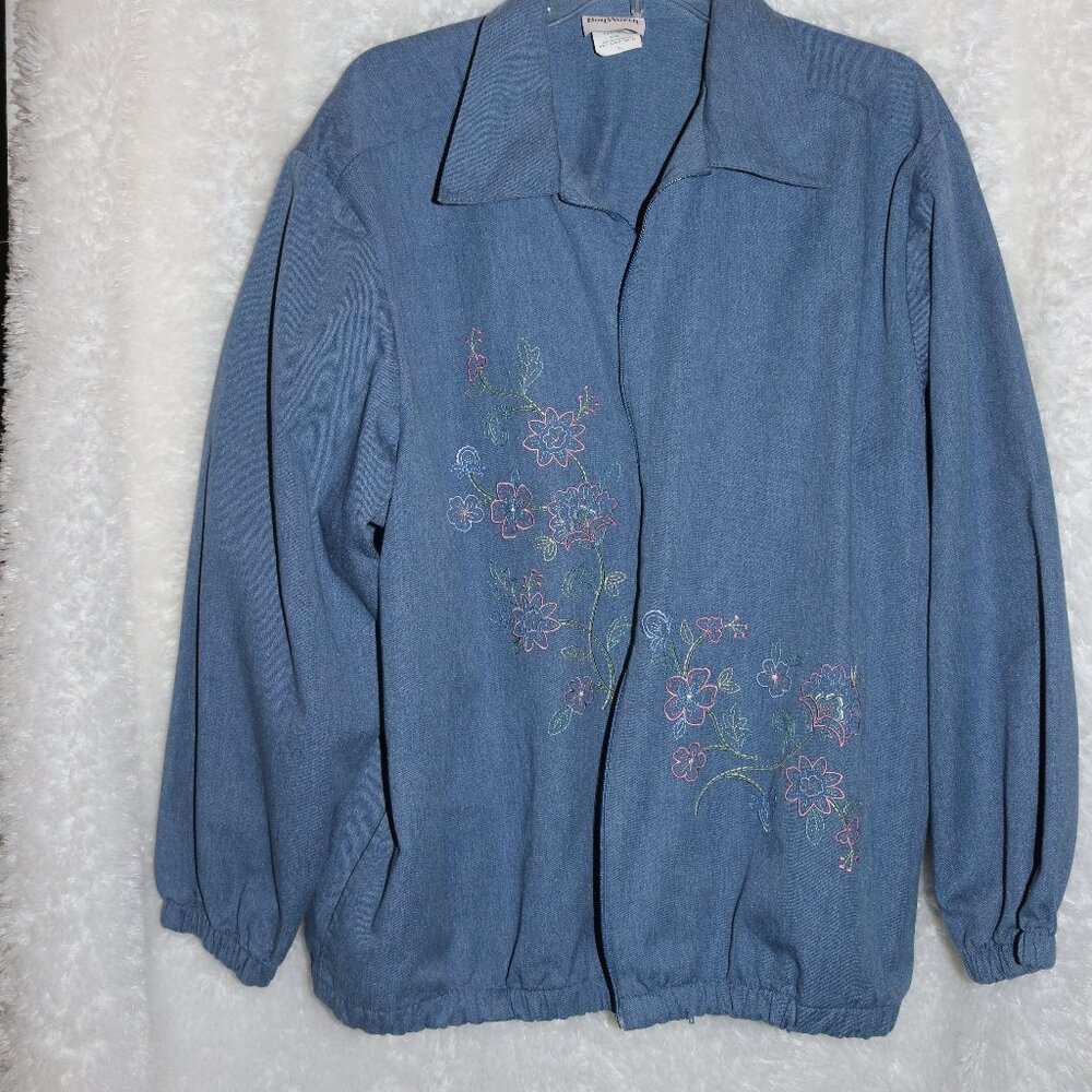 BonWorth ladies zip-up casual jacket size XL shoulder pads vintage
